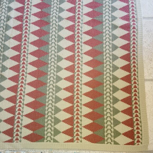 Hiend Accents Throw Blanket Marching Pillow Cabin Diamond Wine Green Cream - Picture 9 of 10